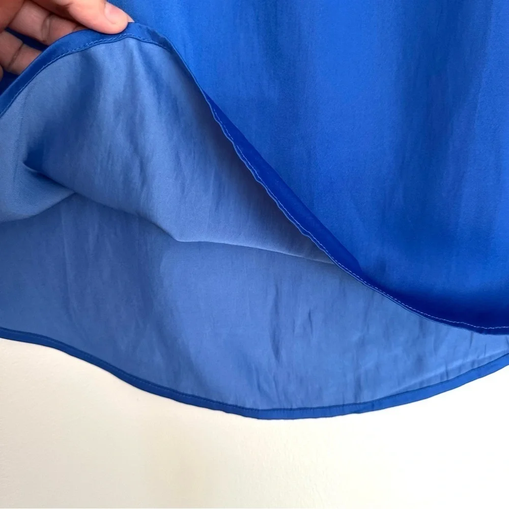 Loft Bright Blue Rounded Hemline Midi Skirt Size Large - Picture 5 of 6